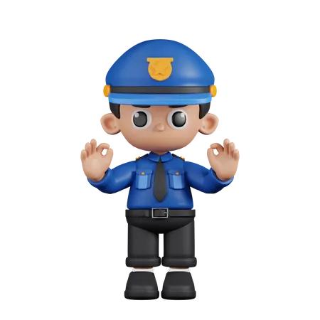 Policía dando gesto con la mano Ok  3D Illustration