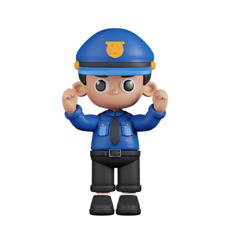 Policía emocionado  3D Illustration