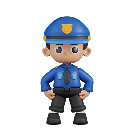 Policía en postura de héroe  3D Illustration