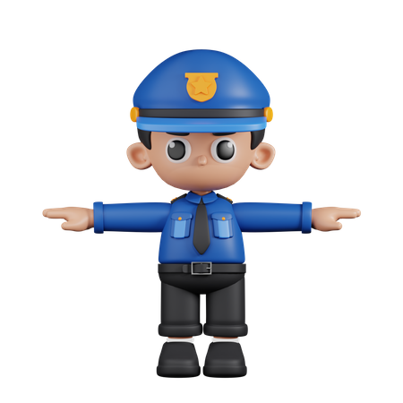 Policía en pose T  3D Illustration