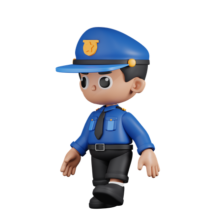 Policial Andando  3D Illustration