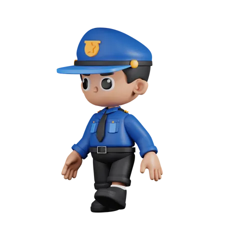 Policial Andando  3D Illustration