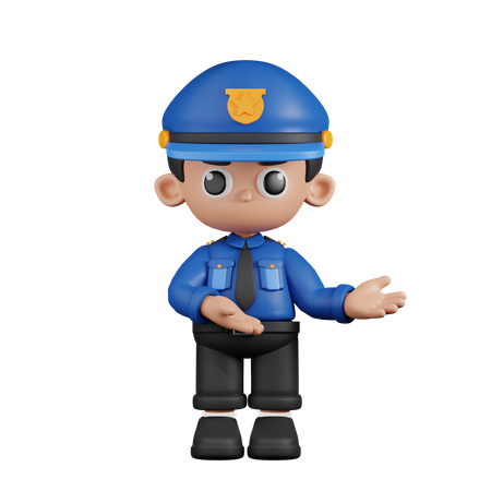 Policial apontando para algo  3D Illustration