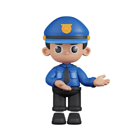 Policial apontando para algo  3D Illustration