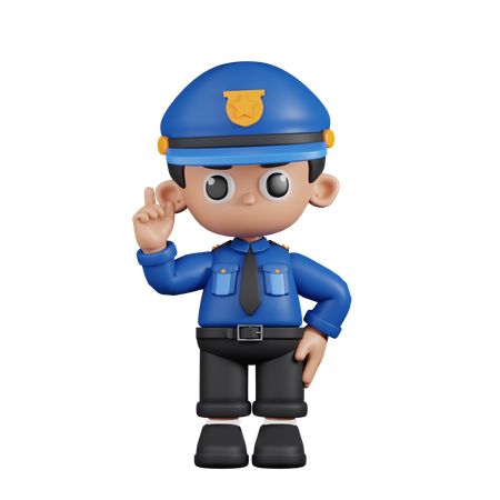 Policial apontando para cima  3D Illustration