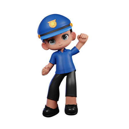 Policial com parabéns  3D Illustration