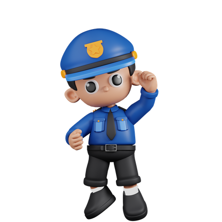 Policial com parabéns  3D Illustration