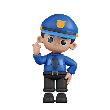 Policial dando mini amor  3D Illustration