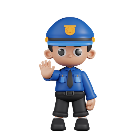 Policial fazendo o sinal de pare  3D Illustration