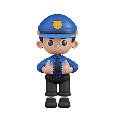 Policial mostrando o polegar para cima  3D Illustration