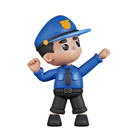 Policial parecendo vitorioso  3D Illustration