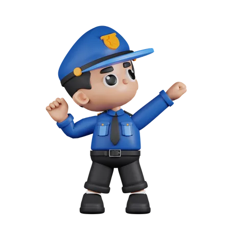 Policial parecendo vitorioso  3D Illustration