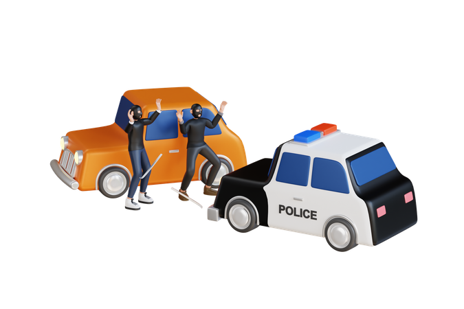 Policial prende motorista criminoso na estrada  3D Icon