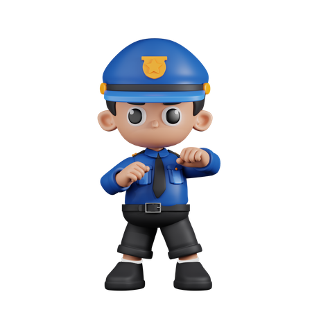 Policial pronto para lutar  3D Illustration