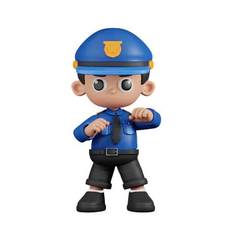 Policial pronto para lutar  3D Illustration