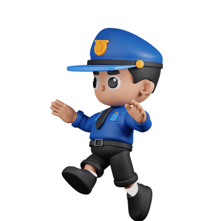 Policial saltando  3D Illustration