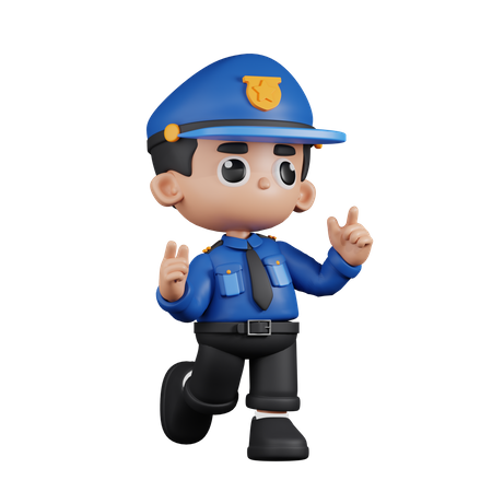 Policial se sentindo feliz  3D Illustration