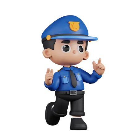 Policial se sentindo feliz  3D Illustration