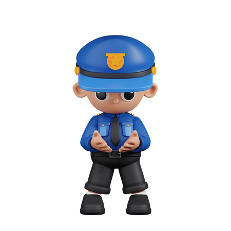 Policial segurando algo  3D Illustration