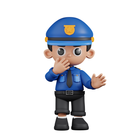 Policial surpreso  3D Illustration