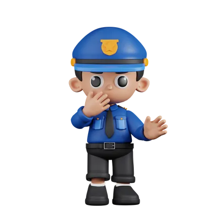 Policial surpreso  3D Illustration