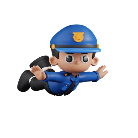 Policial Voador  3D Illustration