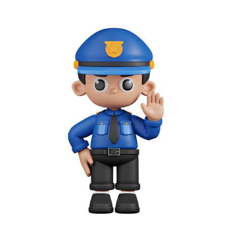 Policier avec les mains en l'air  3D Illustration