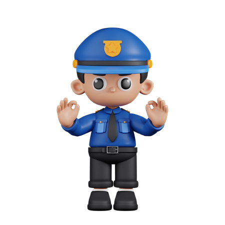 Policier donnant un geste de la main ok  3D Illustration