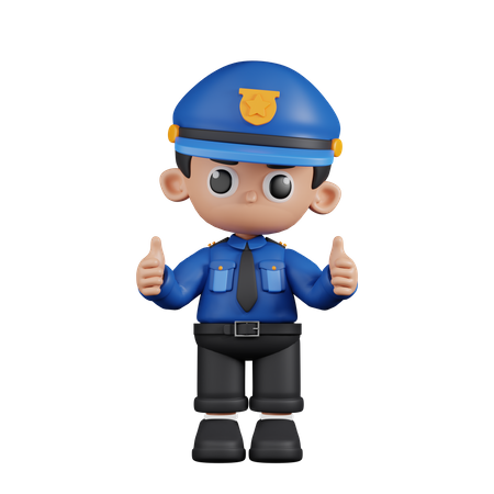 Policier, abandonner, a, pouce levé  3D Illustration