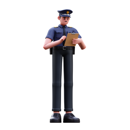 Un policier délivre des contraventions  3D Illustration