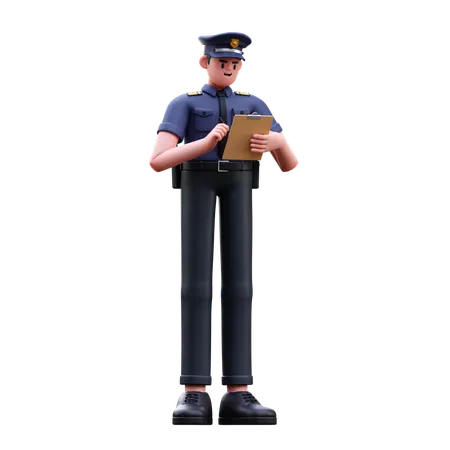 Un policier délivre des contraventions  3D Illustration