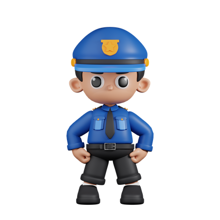 Policier en position de héros  3D Illustration