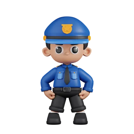 Policier en position de héros  3D Illustration