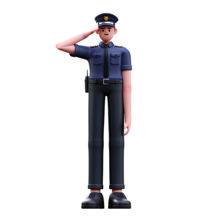 Un policier salue  3D Illustration