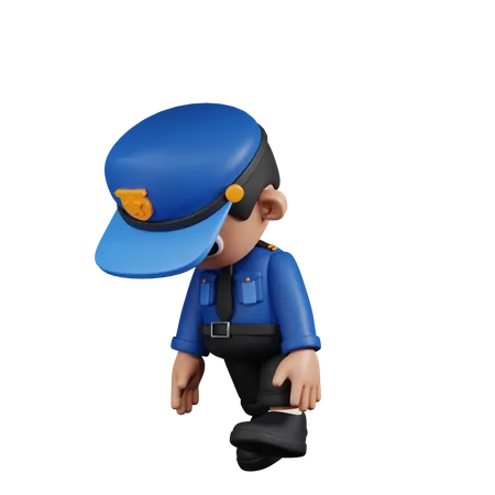 Policier fatigué  3D Illustration