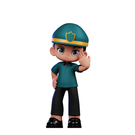 Policier mignon le pointant du doigt  3D Icon