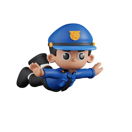 Policier volant  3D Illustration