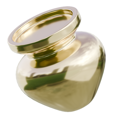 Polished Silver Heart Shaped Container Abstract Shape  3D Icon