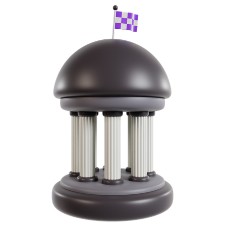 Political Dome with Checkered Flag  3D Icon