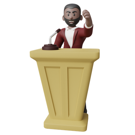 Politician Doing Campaign Speech  3D Icon
