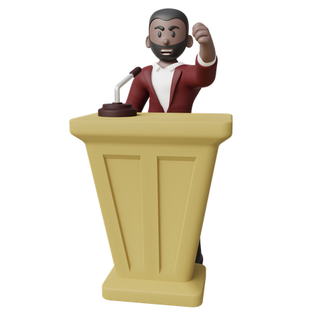 Homme politique faisant un discours de campagne  3D Illustration