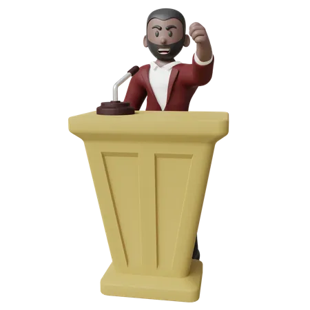 Homme politique faisant un discours de campagne  3D Illustration