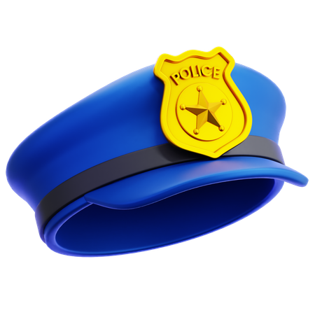 Polizeimütze mit goldenem Abzeichen  3D Icon