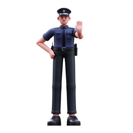 Polizist in Stopppose  3D Illustration