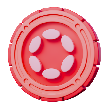 水玉模様のコイン  3D Icon