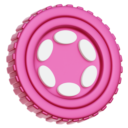 水玉模様のコイン  3D Icon
