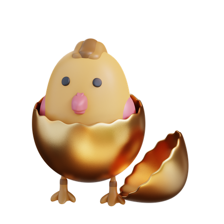 Pollito y huevo de oro  3D Icon