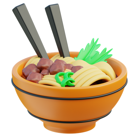 Pollo con fideos  3D Icon