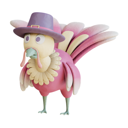 Pollo con sombrero  3D Icon