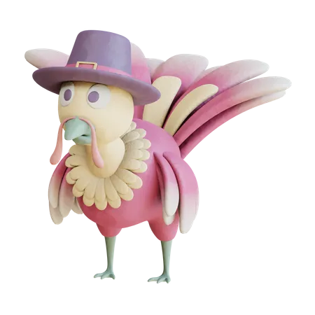 Pollo con sombrero  3D Icon